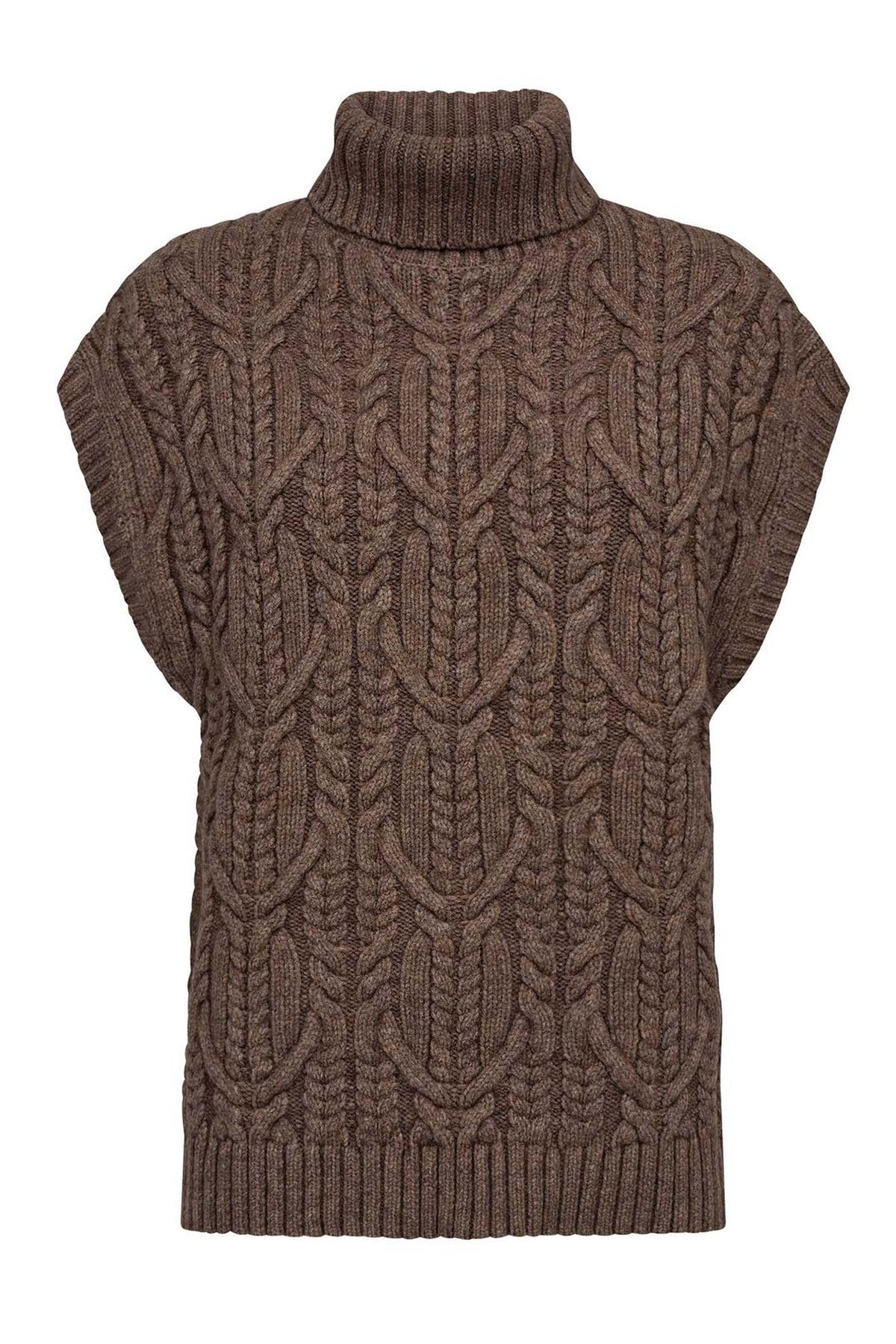 RowCC Oversize kabelstickad väst 154-Walnut - 32222