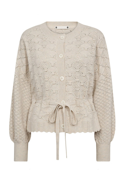 RowCC Pointelle Tie Cardigan 4021-Ivory - 32241 Thumbnail