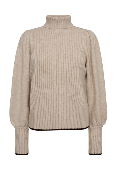 RowCC Puff Rib Roll Neck 100-Creme - 32209 Thumbnail