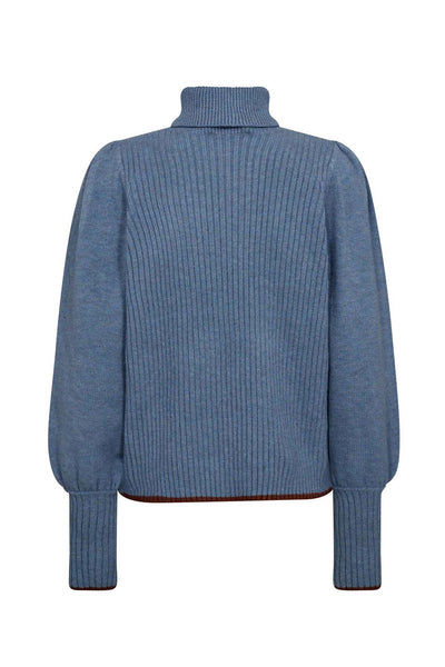 RowCC Puff Rib Roll Neck 17-Blå Thumbnail
