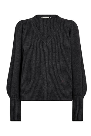 RowCC Puff Rib V-Knit 140-Mörkgrå - 32227