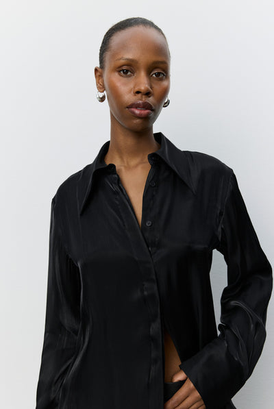 Wallysw Shiny Fitted Shirt Black - S264145 Thumbnail