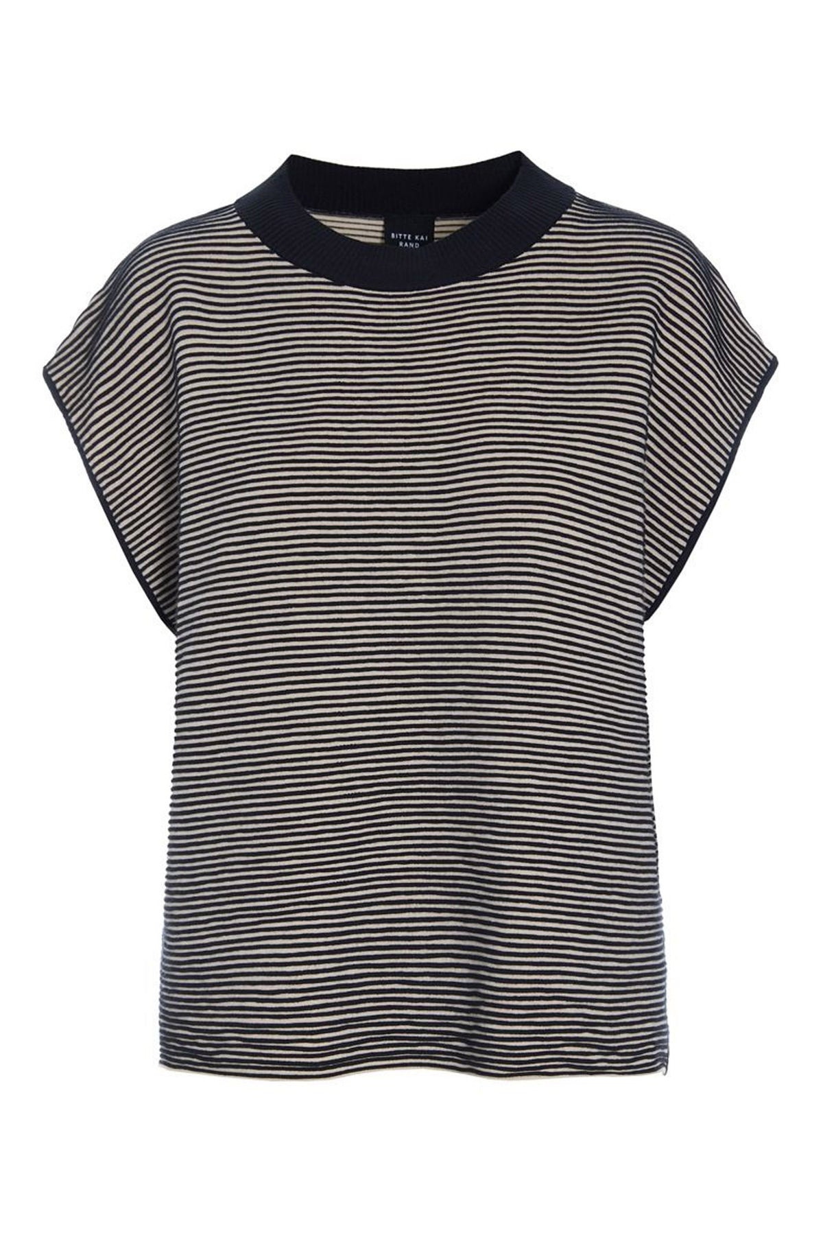 Saku blus med stråveck BLACK/IVORY - 261-1073-5743