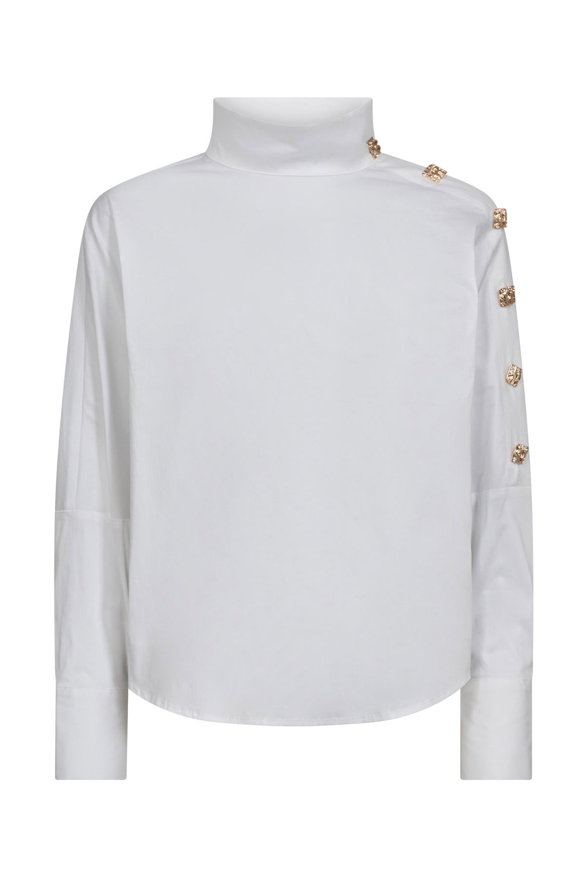 SannaCC Asym Button Blouse 4000-Vit - 35946