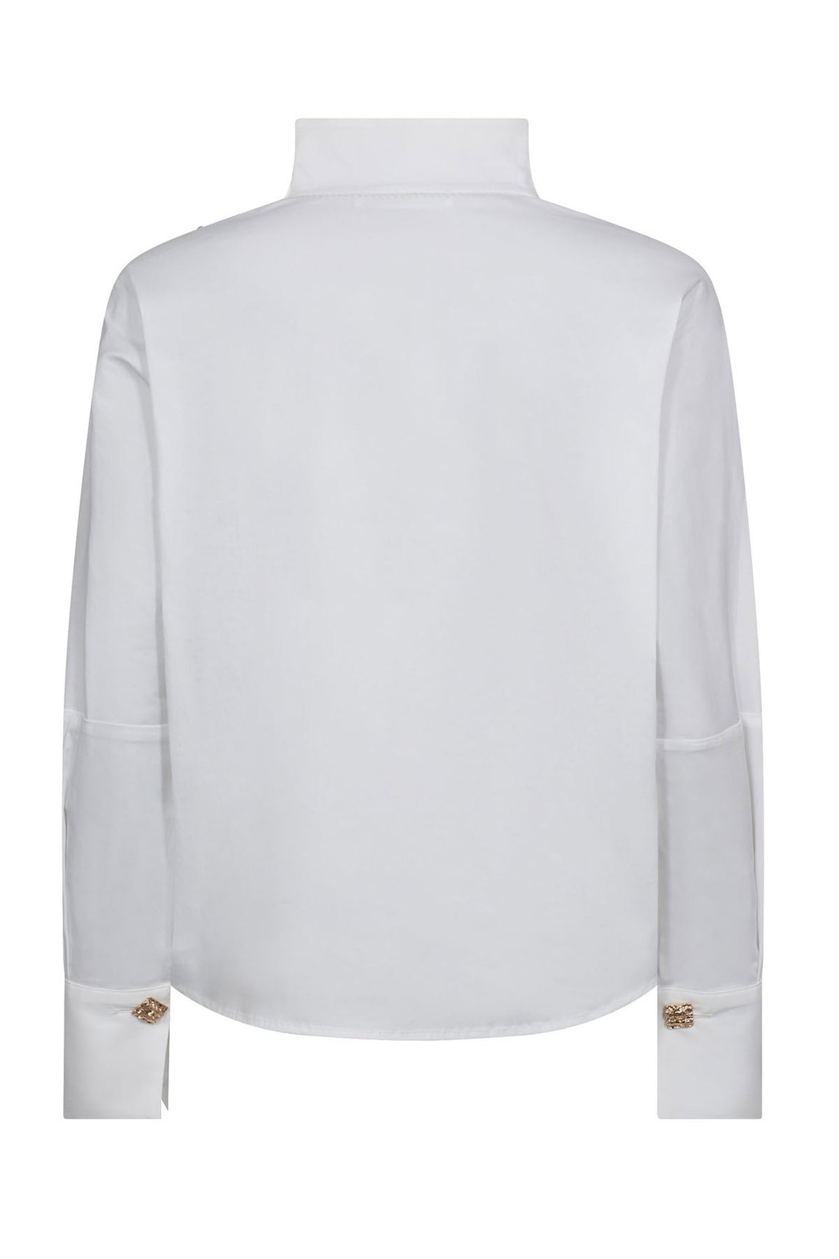 SannaCC Asym Button Blouse 4000-Vit - 35946