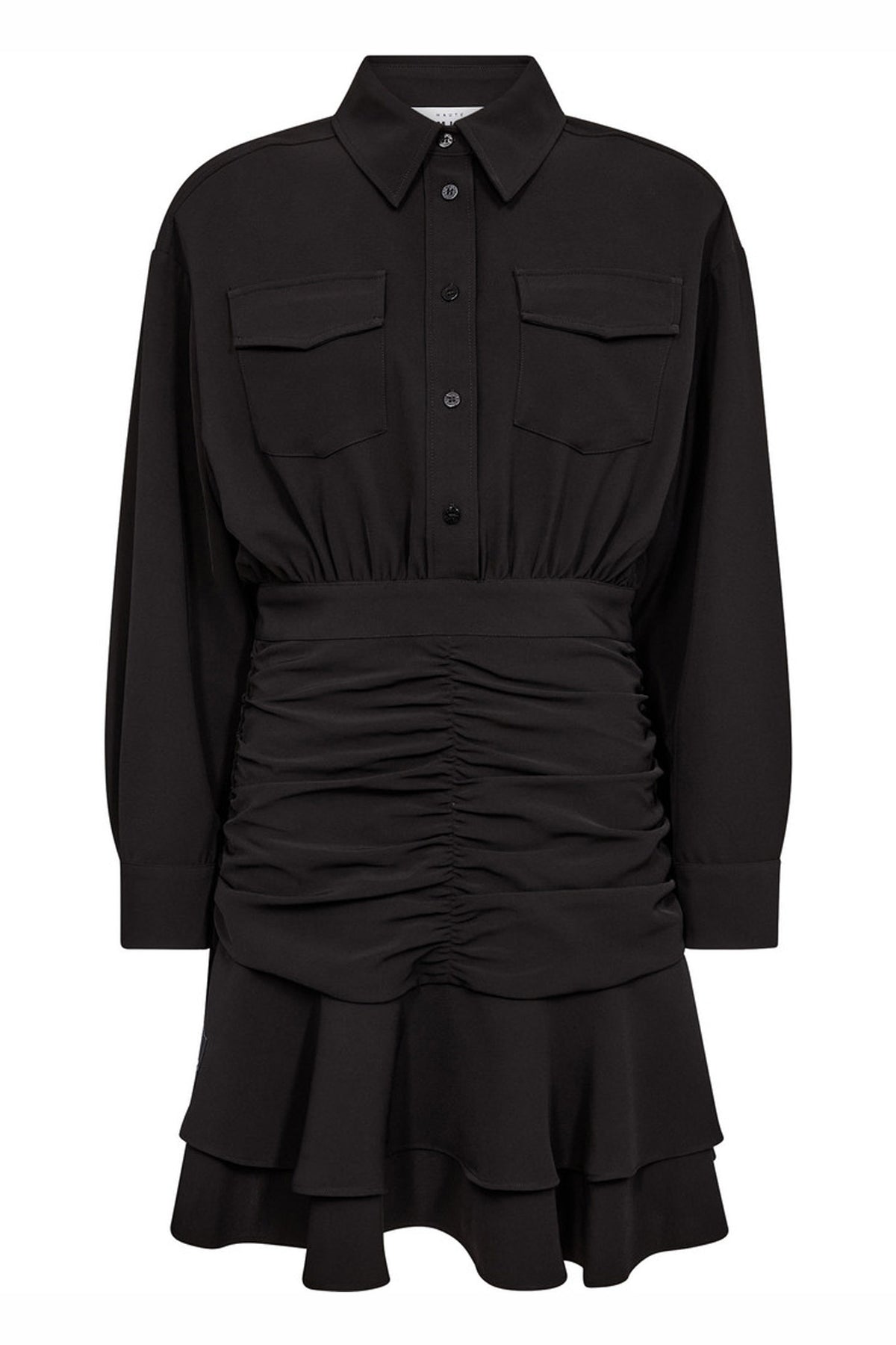 Satari Gather Shirt Dress Svart - HL10501