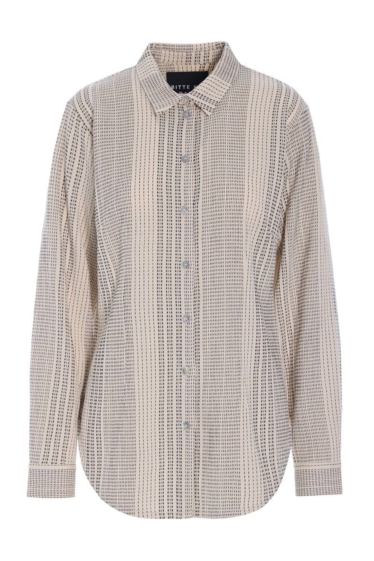 Shiko smal skjorta IVORY/BLACK STITCH - 261-2464-5615