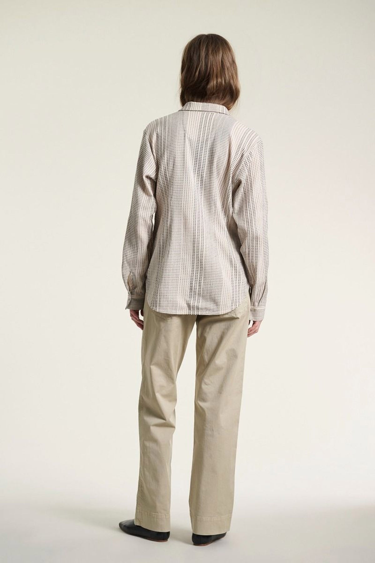 Shiko smal skjorta IVORY/BLACK STITCH - 261-2464-5615