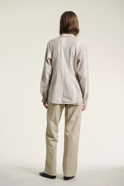 Shiko smal skjorta IVORY/BLACK STITCH - 261-2464-5615 Thumbnail