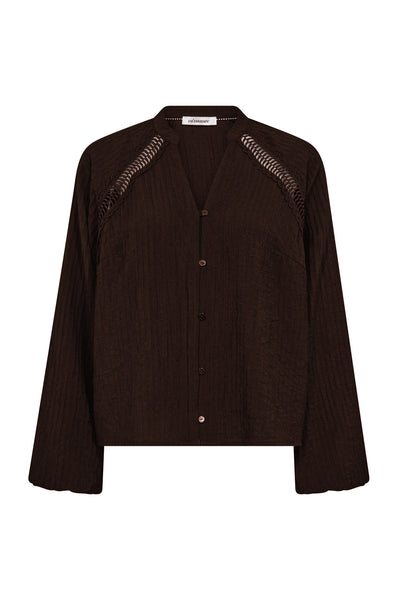 ShinaCC Lace V-Shirt 145-Dark Brown - 35923 Thumbnail