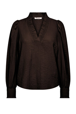 ShinaCC V-Blouse 145-Dark Brown - 35922