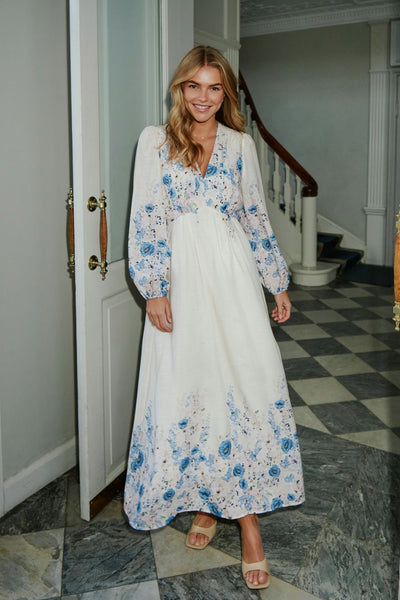 Silfi Flower Print Dress Blue - 164828 Thumbnail