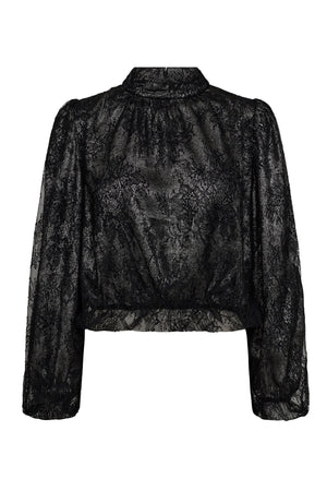 SimiliCC Lace Balloon Blouse 96-Black - 35636
