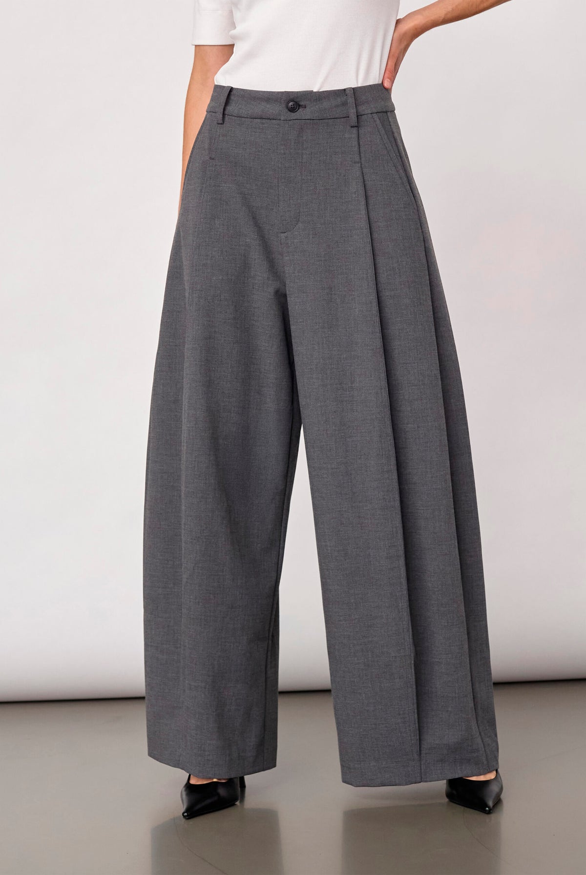 Priscillacc Pleat Barrel Pant Mid Grey - 500824