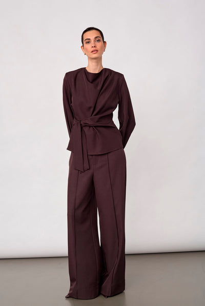 LunaCC Tie Blouse 20016-Bison - 500386 Thumbnail