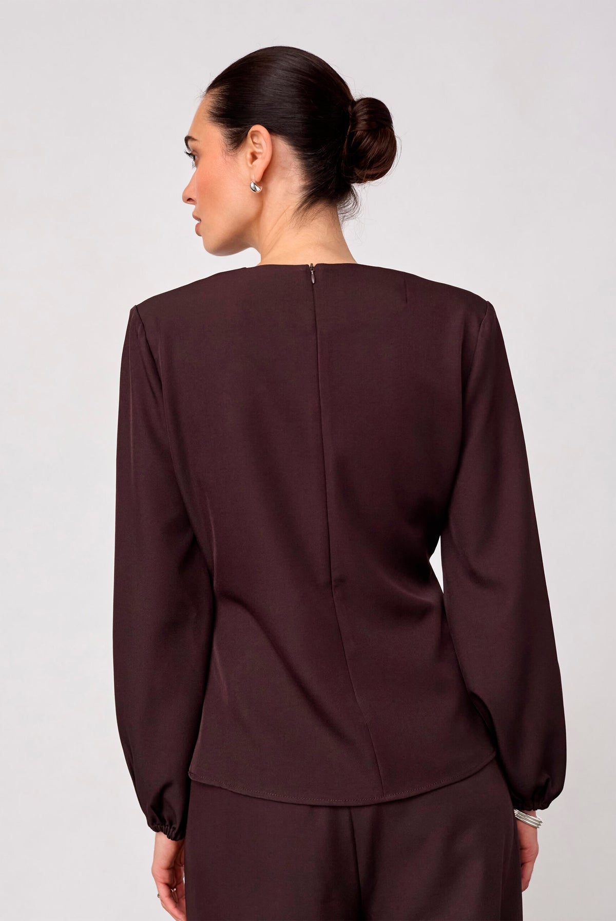 LunaCC Tie Blouse 20016-Bison - 500386