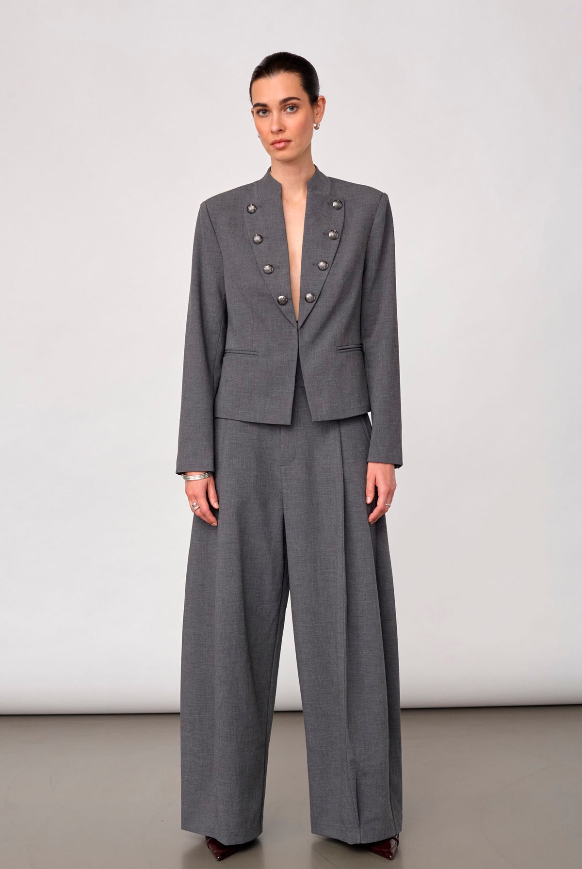 Priscillacc Officer Jacket Mid Grey - 500823