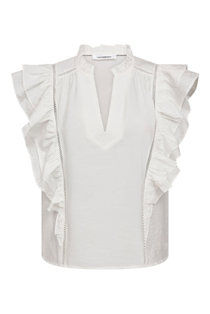 CallumCC Lace Frill V-Top 4000-White - 45172