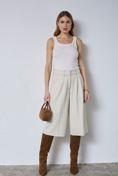 TerryCC Pleat Bermuda 320-Bisquit - 41205 Thumbnail