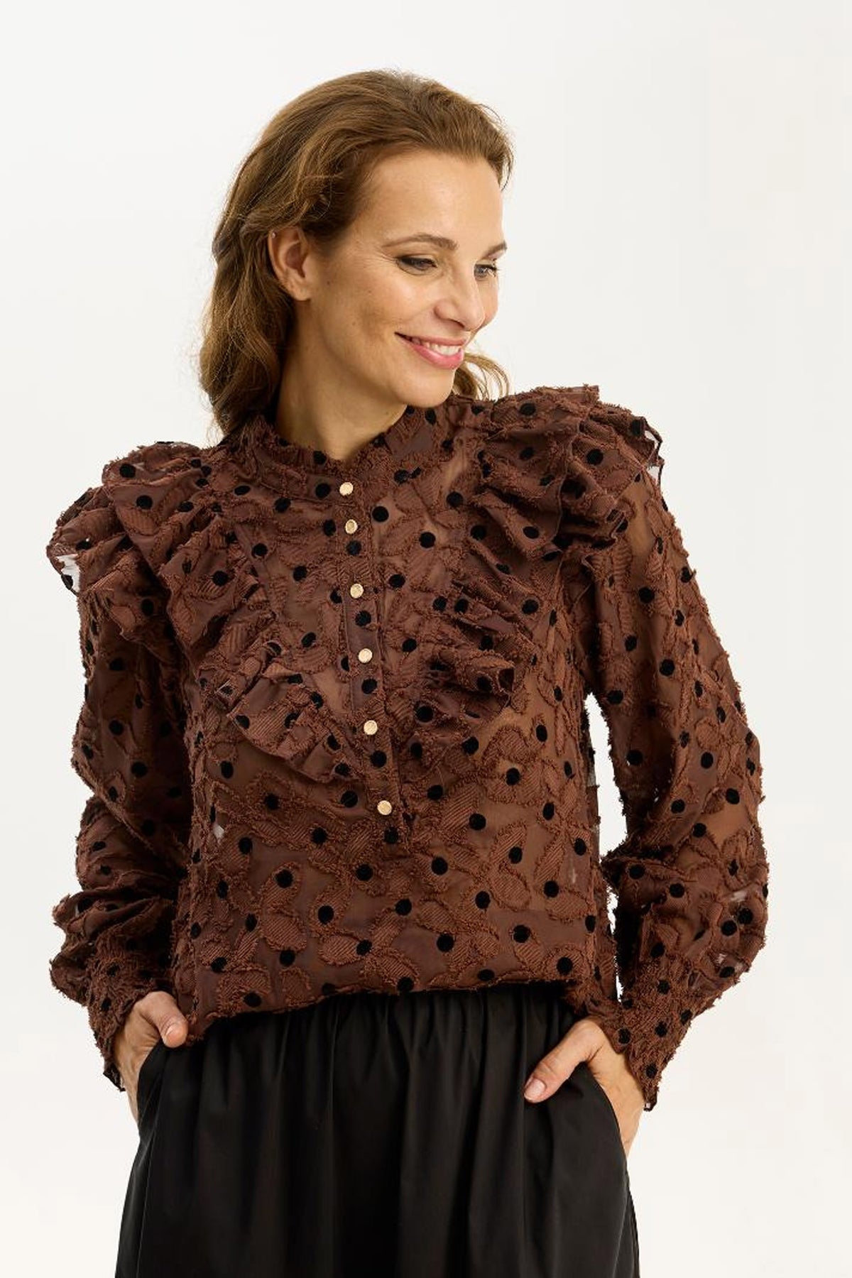 Stefana blus utan linne Brun - 16892