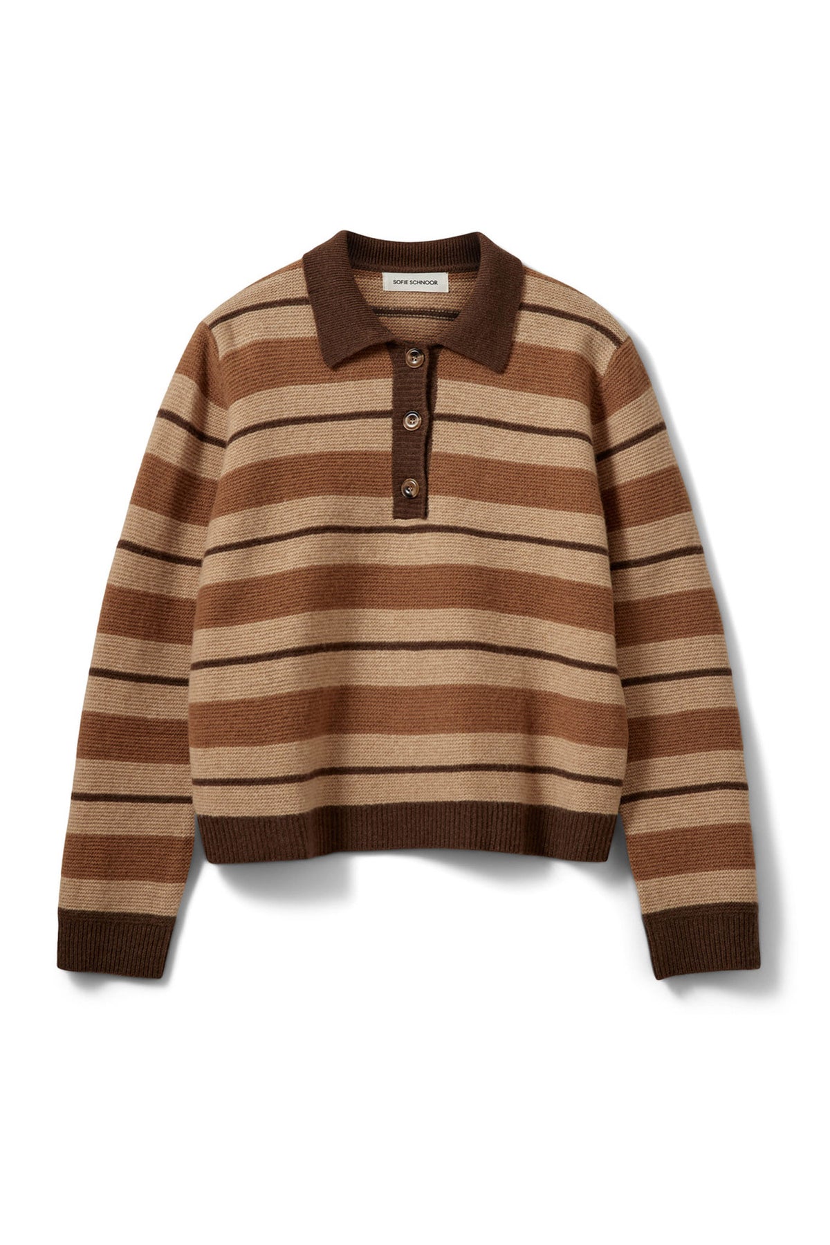 Stormasw Striped Knit Polo Brown Melange - S263170
