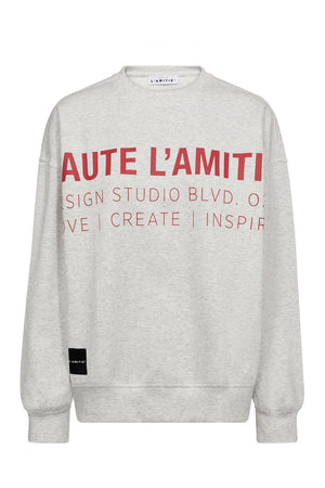 Studio Logo Sweat Pearl Melange /Red - HL10446