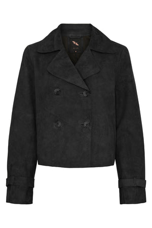 Kort mockatrenchcoat svart - 100298