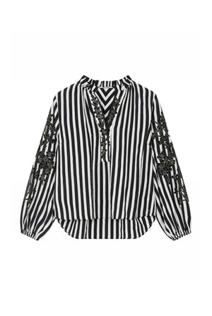 Annemie, broderad blus 1990-Dull Black - 62607/7641