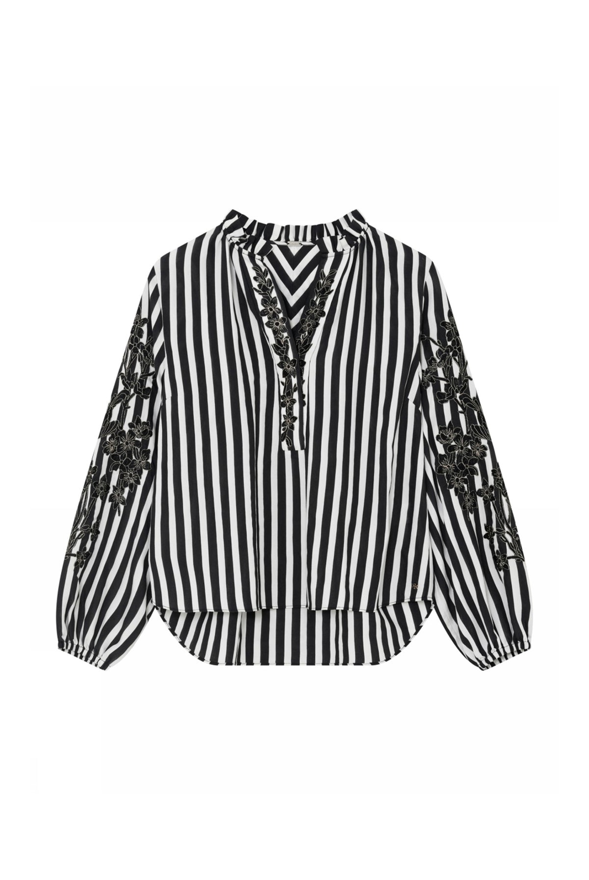 Annemie, broderad blus 1990-Dull Black - 62607/7641