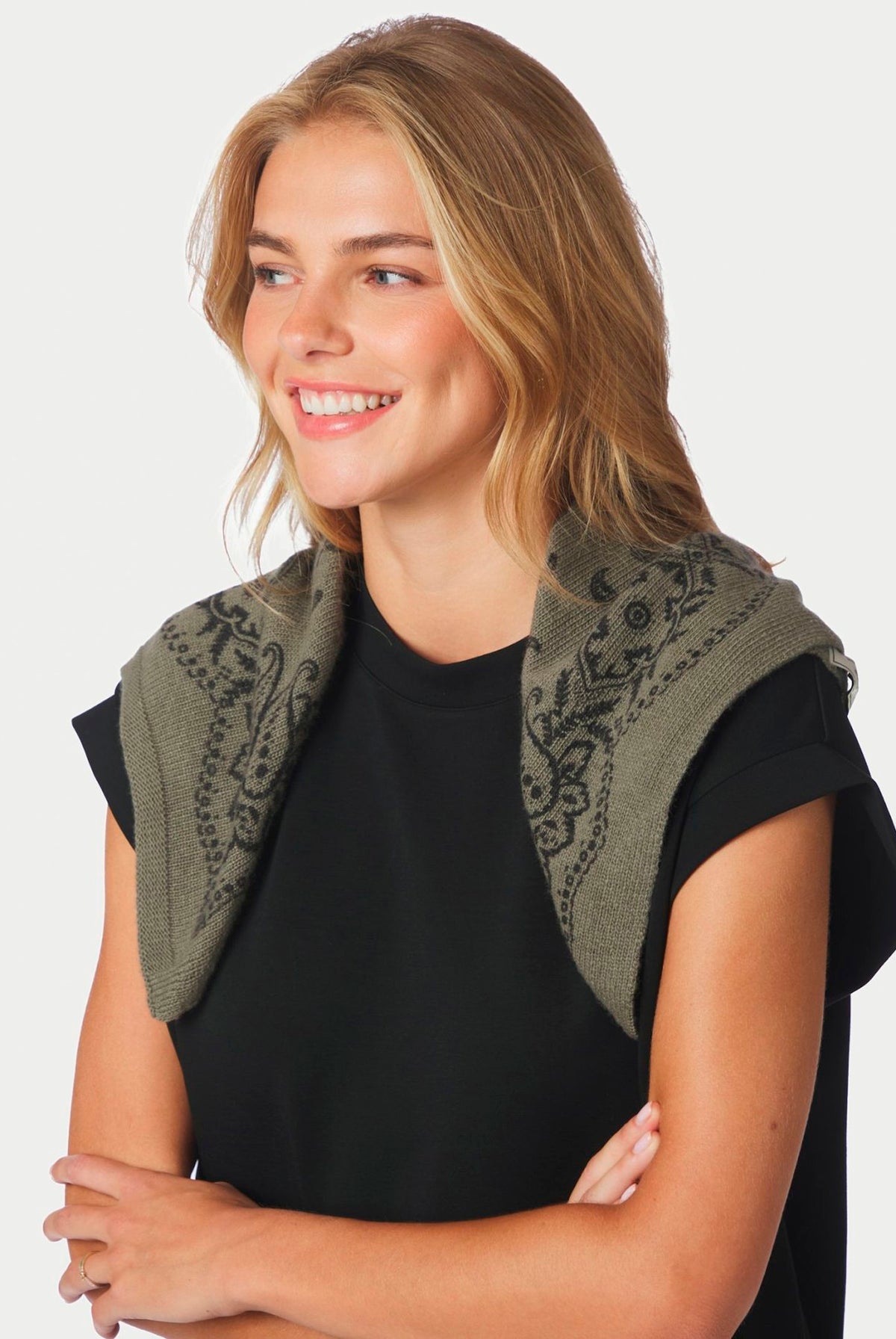 Adelina Paisley Stickad Halsduk ARMY - 169506