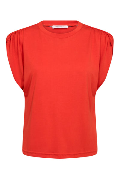 CamillaCC Ruched Shoulder Tee 66-Flame - 43033 Thumbnail