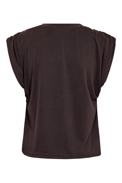 CamillaCC Ruched Shoulder Tee 140-Mörkgrå - 43033 Thumbnail