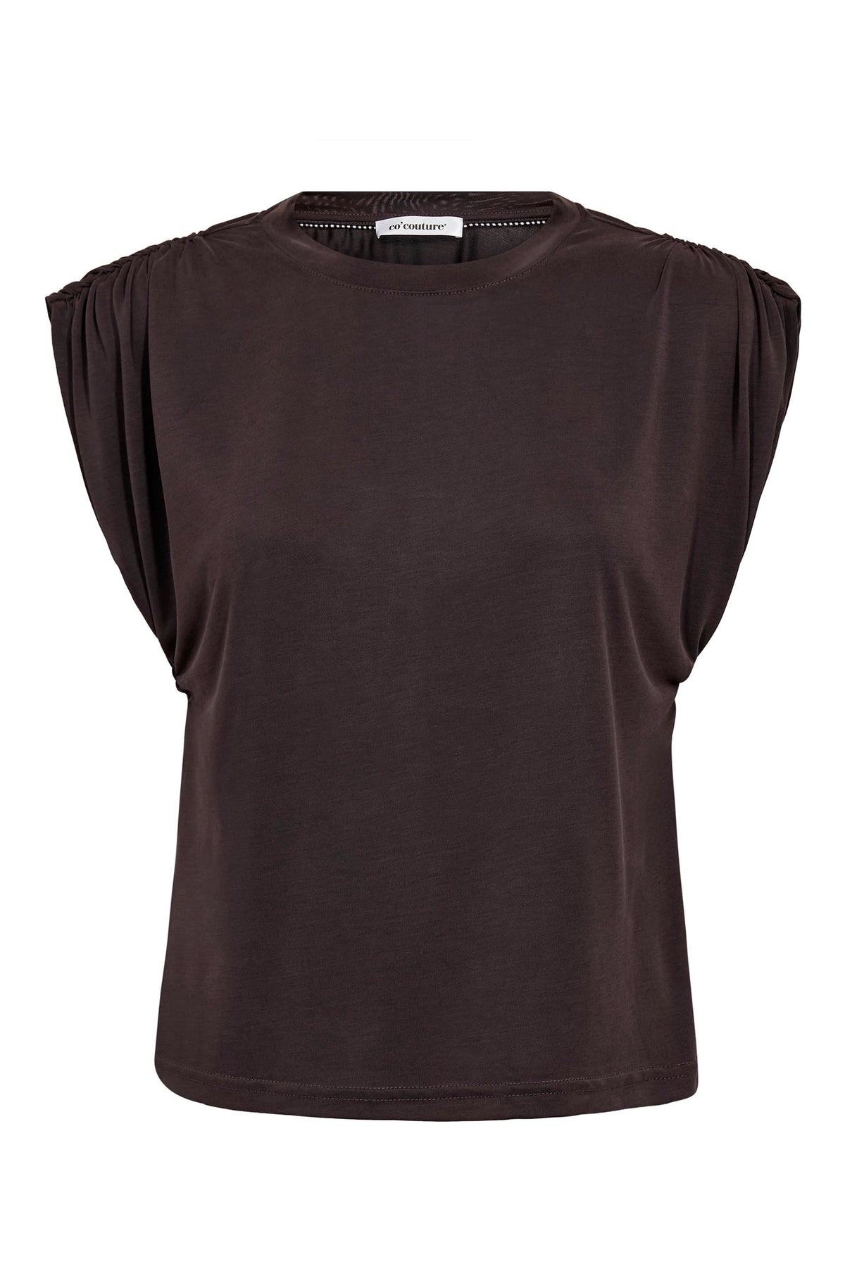 CamillaCC Ruched Shoulder Tee 140-Mörkgrå - 43033