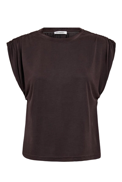CamillaCC Ruched Shoulder Tee 140-Mörkgrå - 43033 Thumbnail