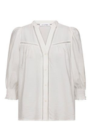CallumCC Lace Puff V-Shirt 4000-Vit - 45173