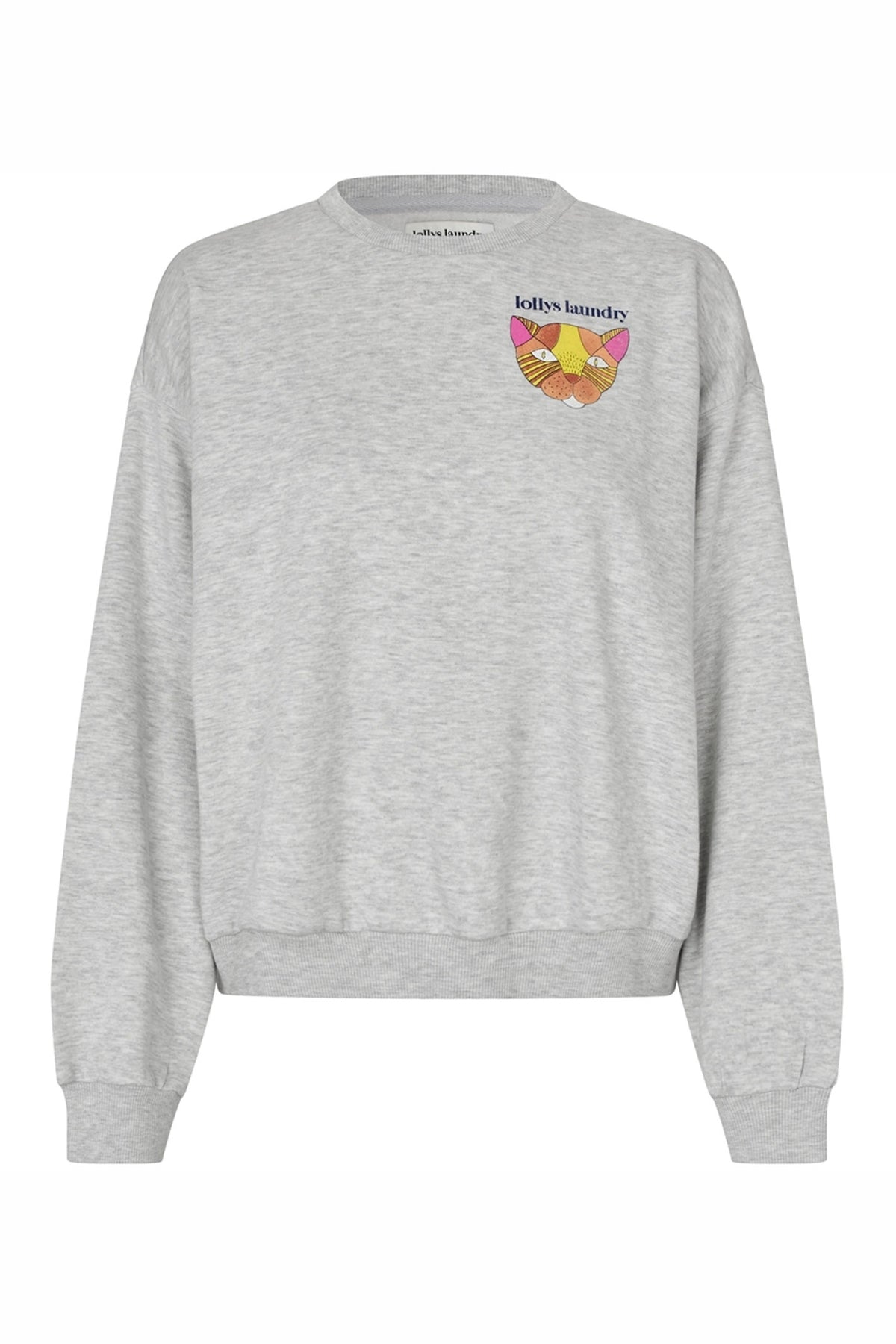 SydneyLL Cat Sweatshirt LS 13 Ljusgråmelerad - 26193-1071
