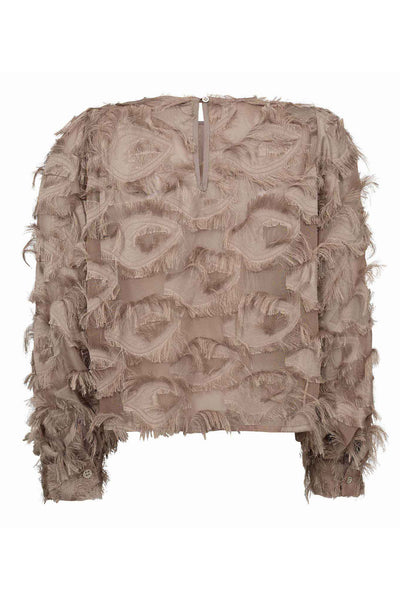 SyraCC Structure Blouse 154-Walnut - 35978 Thumbnail
