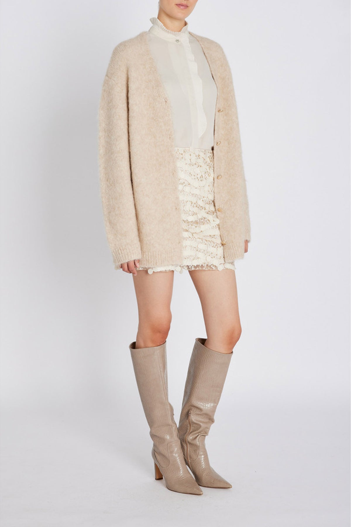 SyringabrushedBBVerna stickad kofta Beige - BBW4607