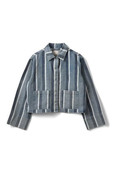 TAZASW STRIPED DENIM JACKET 5127 Blå&Vit Denimrandig - S262275 Thumbnail