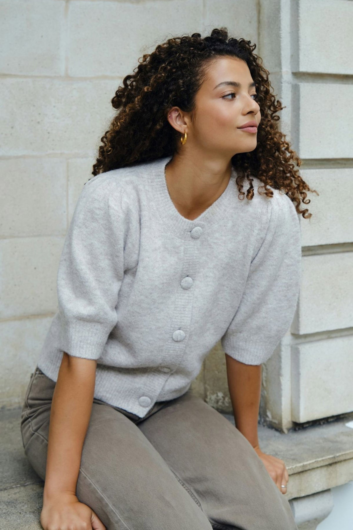 TRUDY CARDIGAN BEIGE MELANGE - 160760