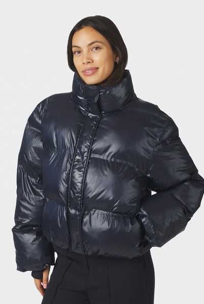 Rhea Shiny Puffer Jacket Navy - 165094 Thumbnail