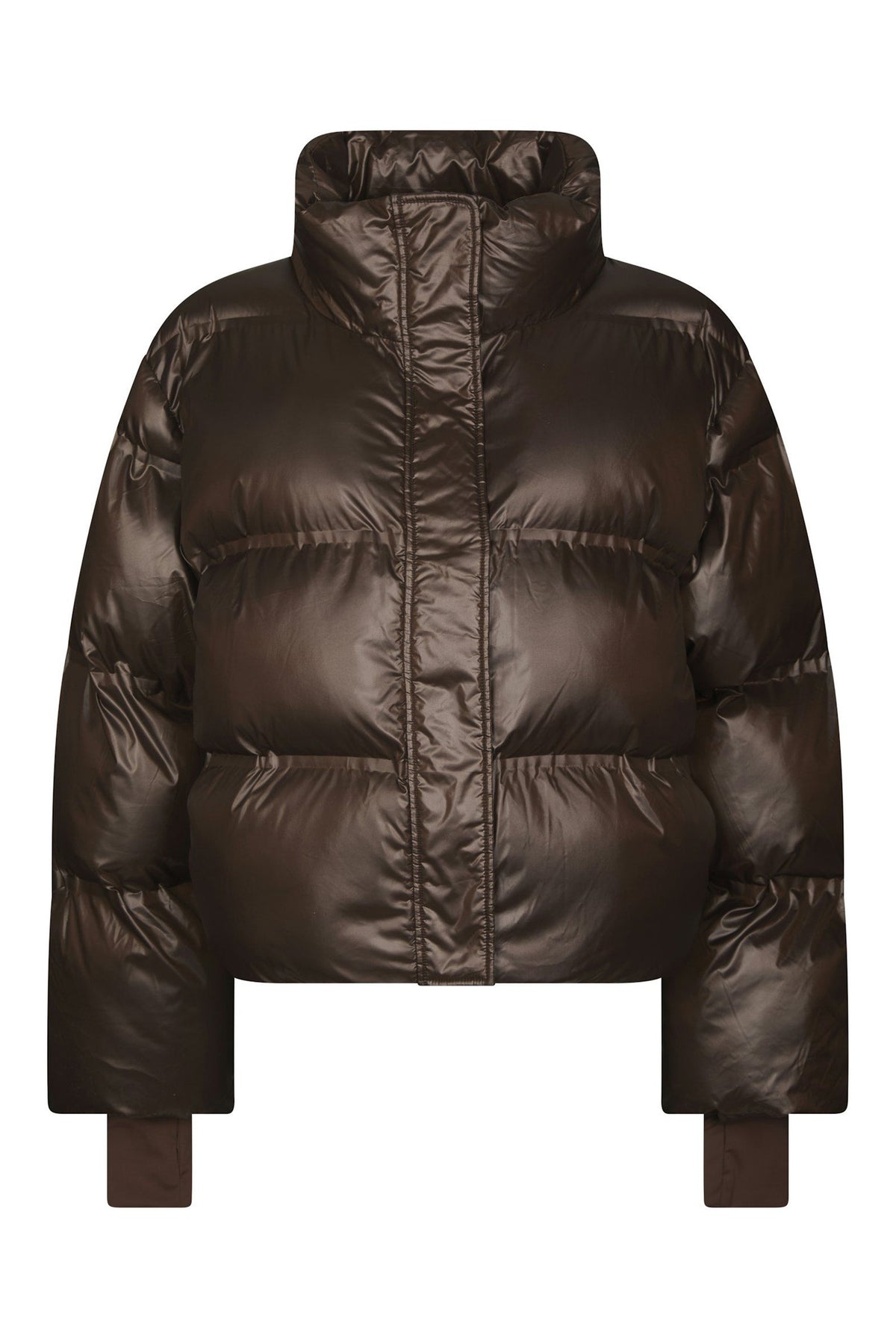 Rhea Shiny Puffer Jacket Chocolate Brown - 165094