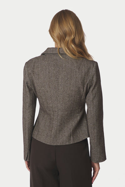 Valia Herringbone S Blazer Dark brown - 168314 Thumbnail