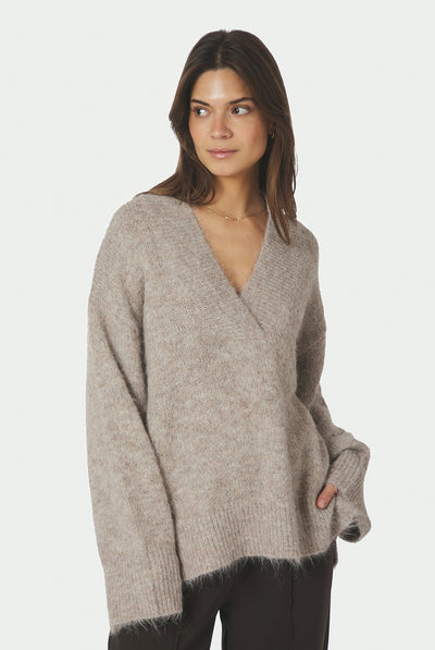 Melli Fluffy Knit Blouse BEIGE MELANGE - 167715 Thumbnail