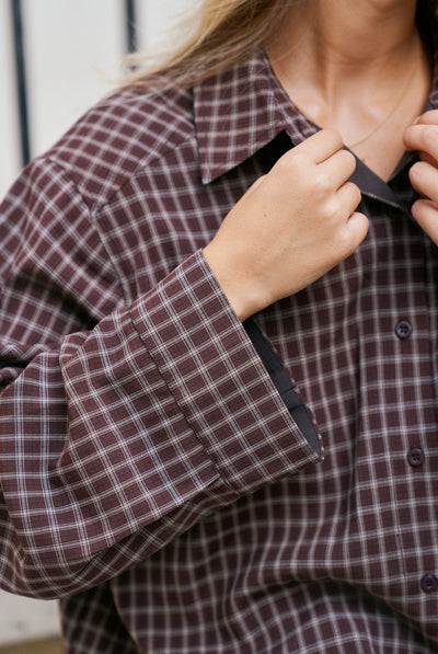 Anella Check Shirt Chocolate Plum - 170207 Thumbnail