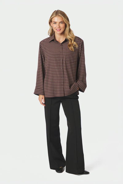 Anella Check Shirt Chocolate Plum - 170207 Thumbnail