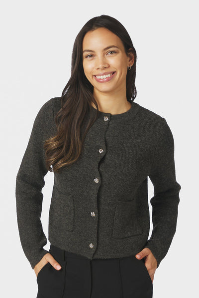Elbie Knit Cardigan Antracit - 162966 Thumbnail