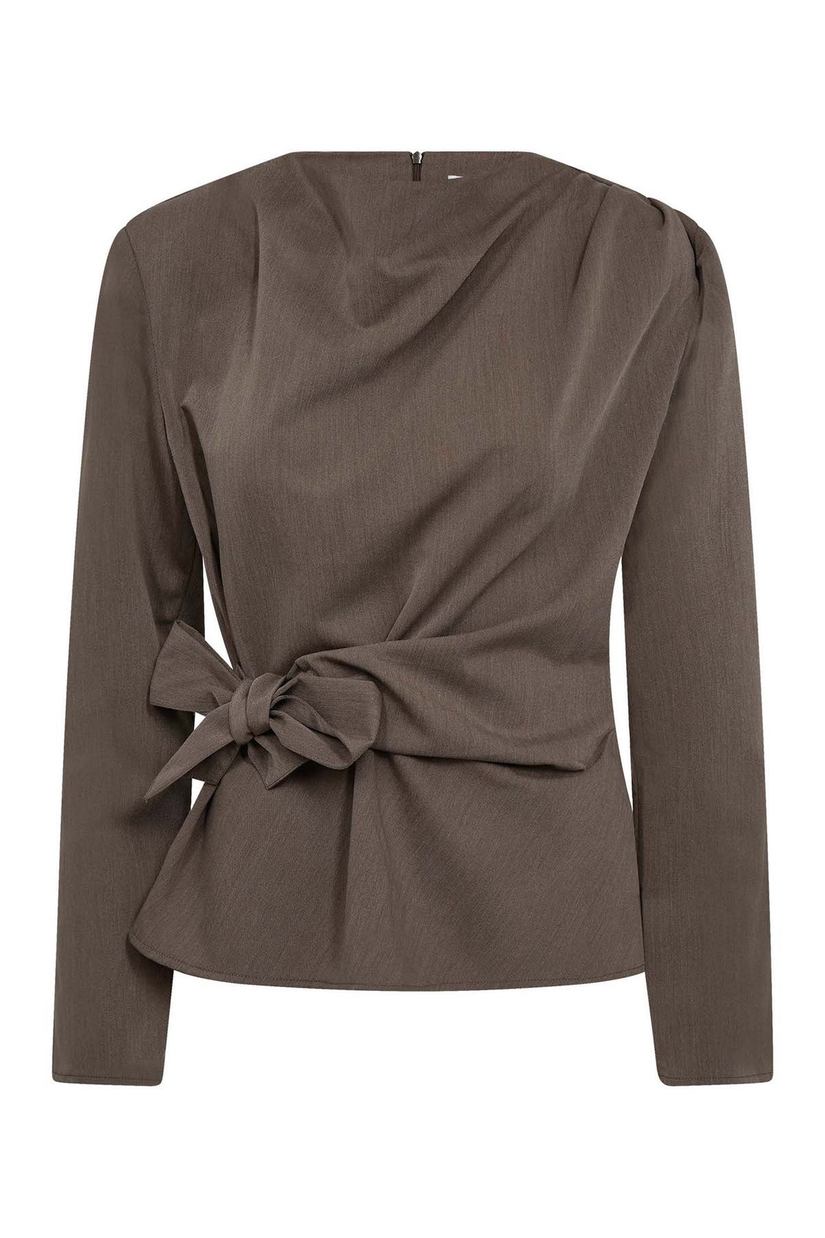 TengaCC Pleat Blouse 154-Walnut - 45043