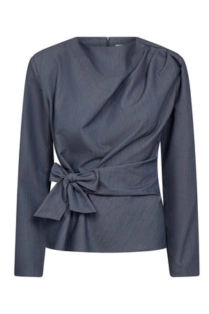 TengaCC Pleat Blouse 586-Dusty Blue - 45043