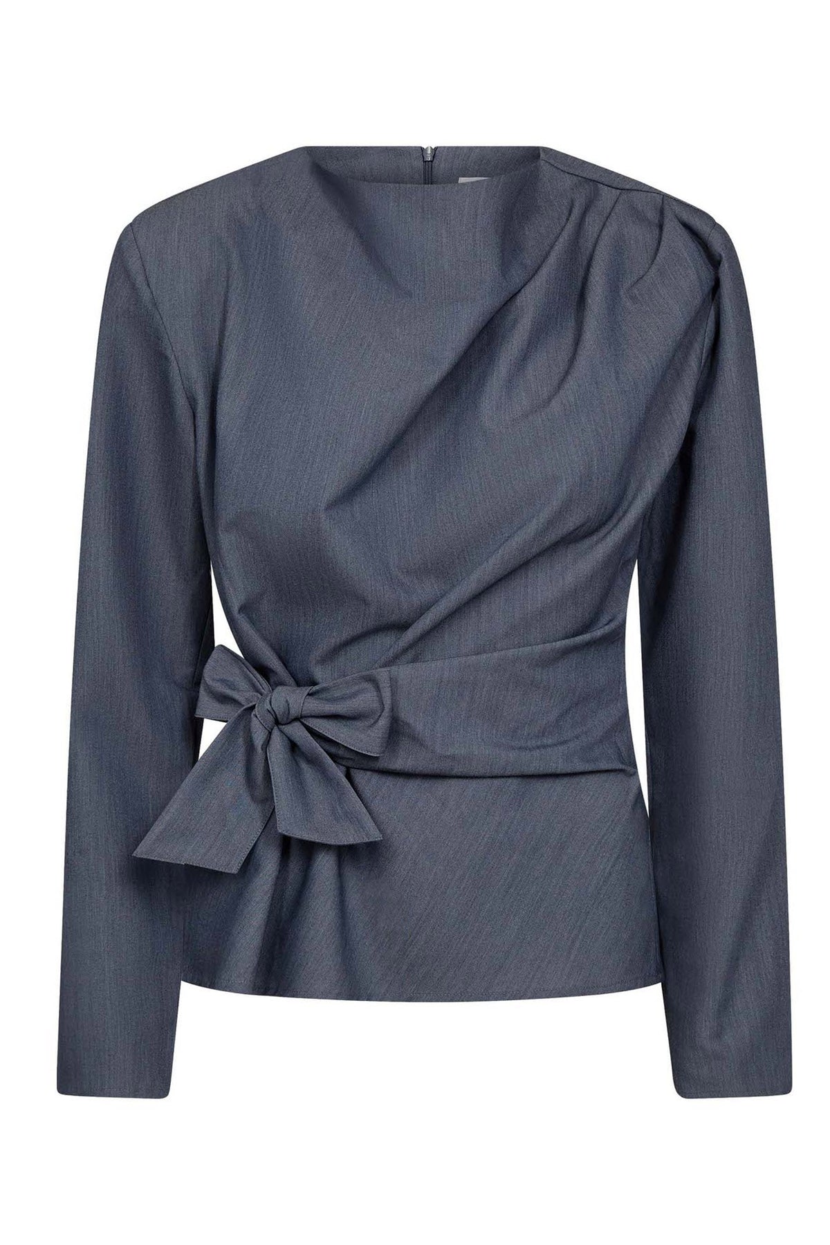 TengaCC Pleat Blouse 586-Dusty Blue - 45043